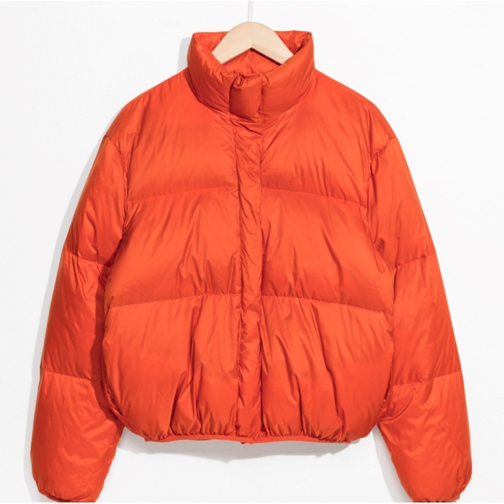 And other stories orange bomber puffer jacket